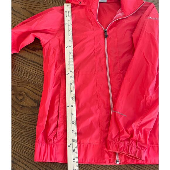 Columbia Red Hooded Rain Nylon Lightweight Jacket-Size Small - Picture 5 of 6